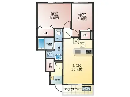 ジャルダン(2LDK/1階)の間取り写真