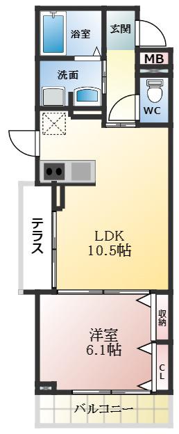 ベルソレイユ(1LDK/1階)の間取り写真