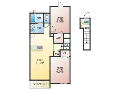 ラ・フレーズ(2LDK/2階)の間取り写真