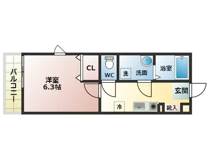 EXハイツ天美Ⅱ(1K/2階)の間取り写真