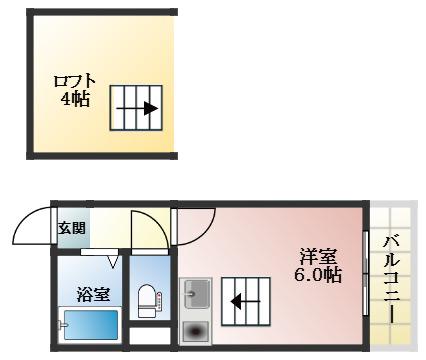 サンモール天美(1K/1階)の間取り写真