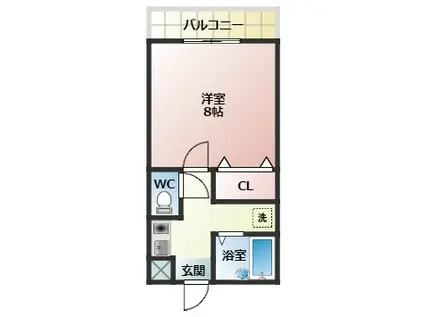 キャッスルエビス(1K/4階)の間取り写真