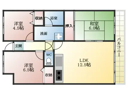 フローラルコート(3LDK/2階)の間取り写真