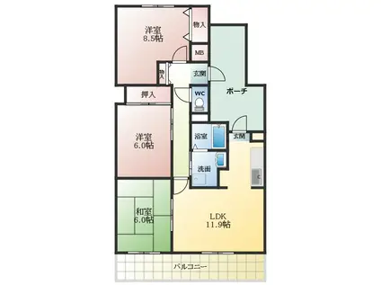リベラス21 12号棟(3LDK/3階)の間取り写真