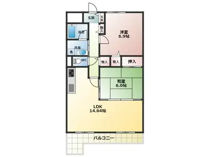 メゾンポレール(2LDK/2階)の間取り写真