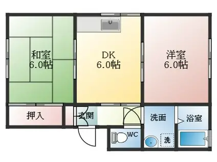 プチハイツ(2DK/1階)の間取り写真