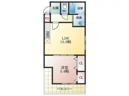 フジパレスローズコート(1LDK/2階)の間取り写真