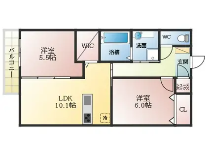 ラ・フォレ(2LDK/2階)の間取り写真