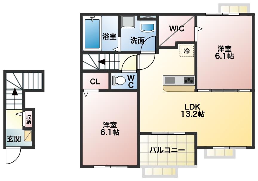 アルドーレ(2LDK/2階)の間取り写真