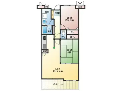 ルネグランステージ松原天美(2LDK/10階)の間取り写真