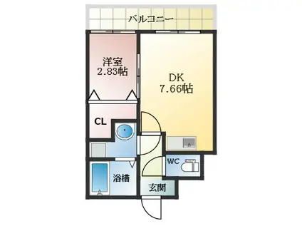 FREEDOM RESIDENCE 松原上田Ⅱ(1DK/7階)の間取り写真