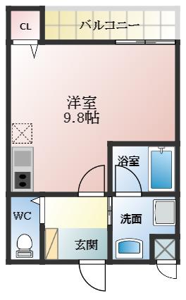 ステラウッド島泉Ⅳ(1K/1階)の間取り写真