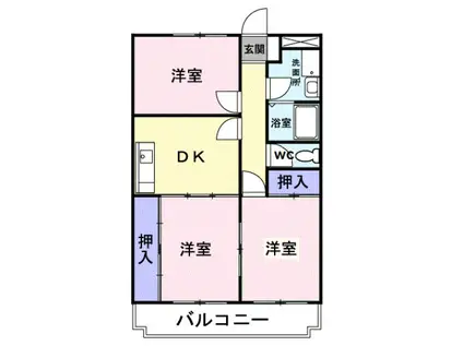 大県マンションⅡ(3DK/1階)の間取り写真