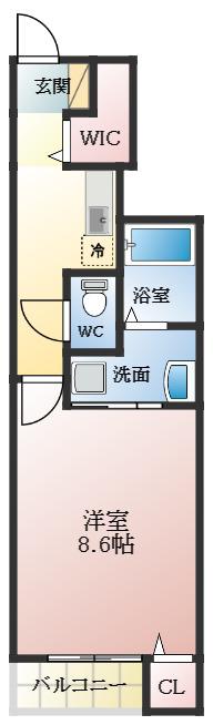 グランディール高鷲II(1K/1階)の間取り写真