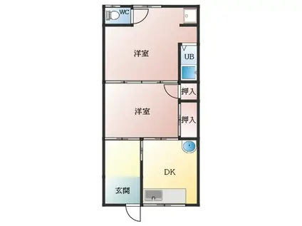 あおい荘(2DK/2階)の間取り写真