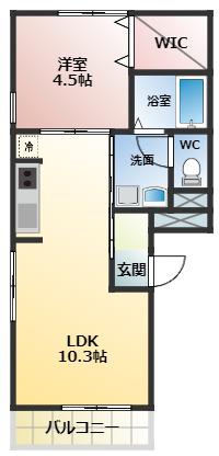 VILLE BLANC(1LDK/2階)の間取り写真
