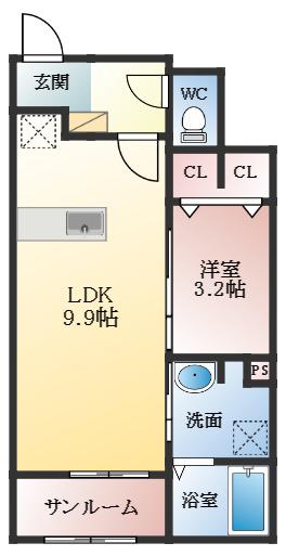 メゾン アンディス(1LDK/1階)の間取り写真