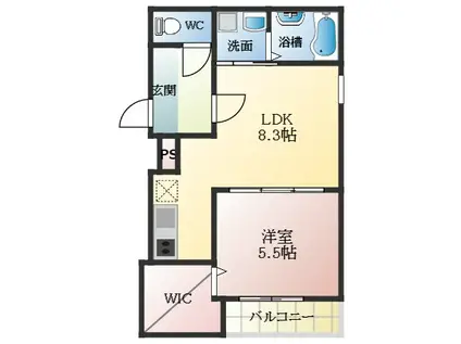 フジパレス法善寺(1LDK/3階)の間取り写真