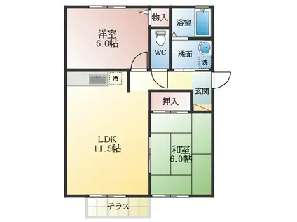 セピアコートB(2LDK/2階)の間取り写真