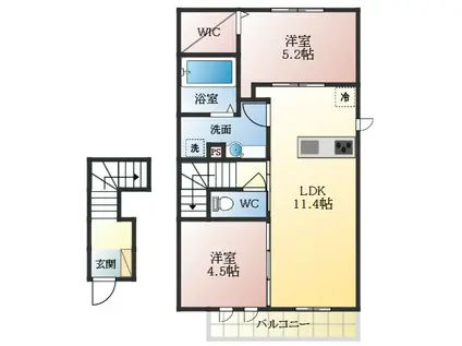 D-ROOMみのり(1LDK/1階)の間取り写真