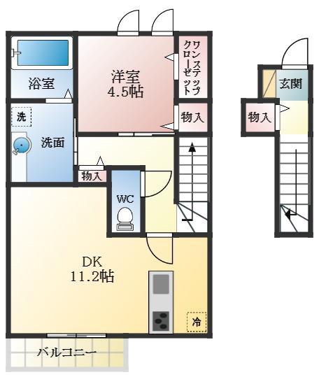 清友ハウス(1LDK/2階)の間取り写真