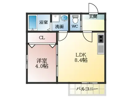 ALEGRIA道明寺(1LDK/3階)の間取り写真