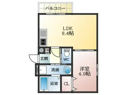 ALEGRIA道明寺(1LDK/3階)の間取り写真