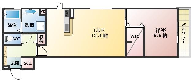 フォンターナ(1LDK/1階)の間取り写真
