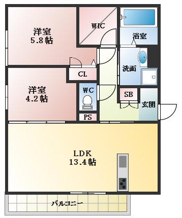 コルヌコピア(2LDK/3階)の間取り写真