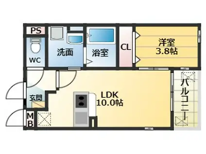 メゾン オーブ(1LDK/1階)の間取り写真