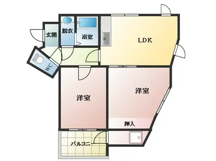 アングルミヨシ(2LDK/4階)の間取り写真