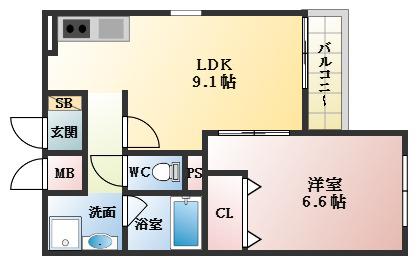 ステラウッド旭ヶ丘(1LDK/2階)の間取り写真