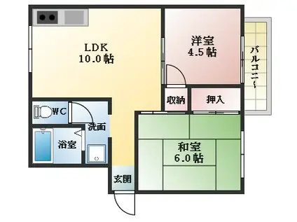 マウントハイツ(2LDK/2階)の間取り写真