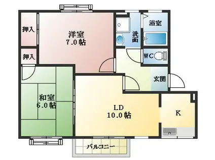サニーハイツショウワ(2LDK/1階)の間取り写真