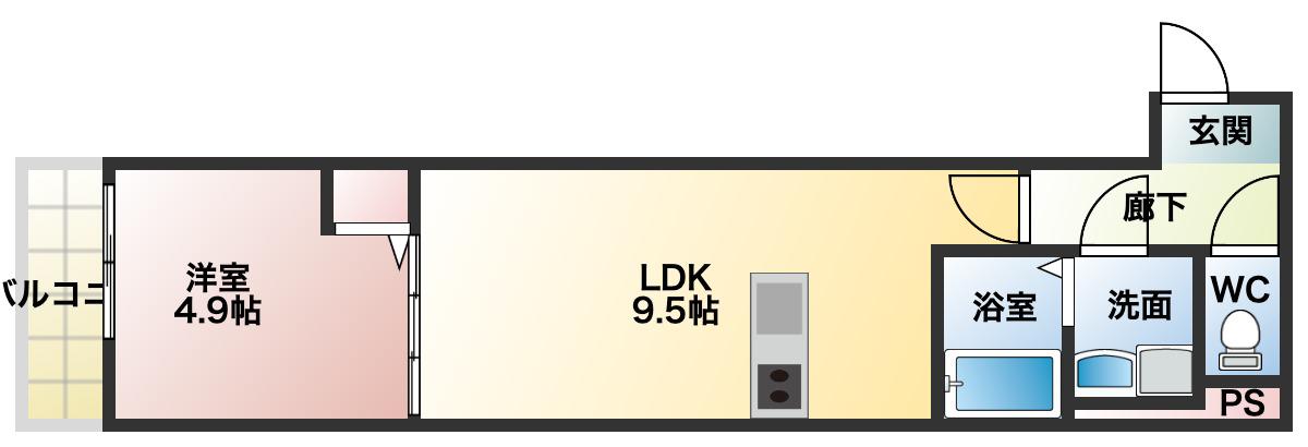 ALEGRIA CASA 松原(1LDK/1階)の間取り写真