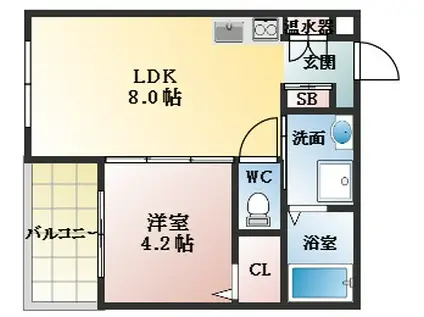 サンメゾン藤井寺(1LDK/2階)の間取り写真