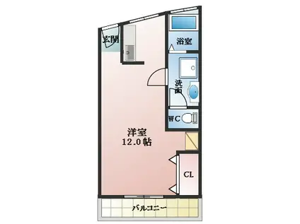 ドムール松原(ワンルーム/3階)の間取り写真