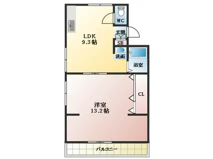 サンライズ藤井寺(1LDK/3階)の間取り写真