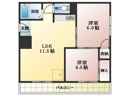 藤原マンション大井(2LDK/4階)の間取り写真