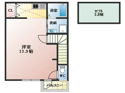 あんしん河合08-1075(ワンルーム/2階)の間取り写真