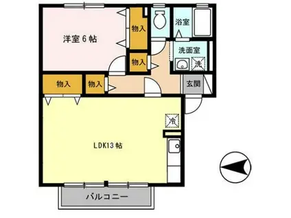 シャルマンコートC棟(1LDK/2階)の間取り写真