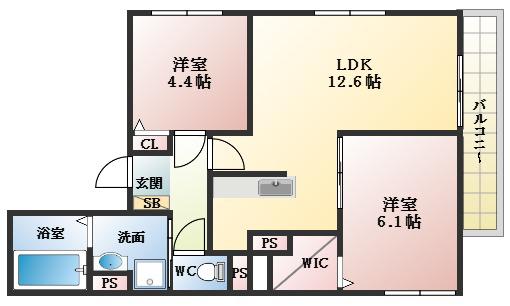 ピュアハイツⅡ(2LDK/1階)の間取り写真