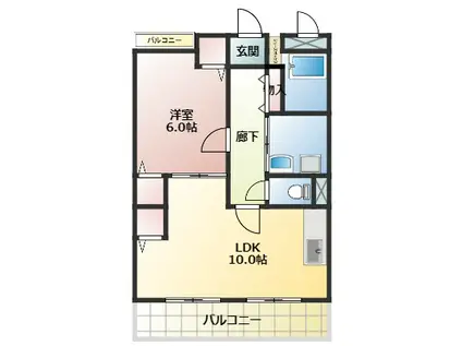 サンパティーク(1LDK/1階)の間取り写真