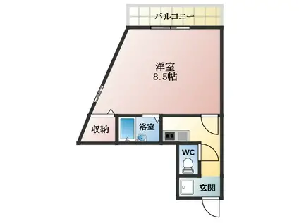 西尾ビル(1K/2階)の間取り写真