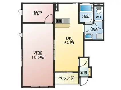 カーサ土師の里(1LDK/1階)の間取り写真