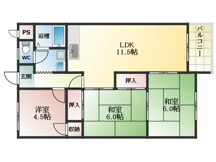 RENAXIA恵我之荘(3LDK/3階)の間取り写真