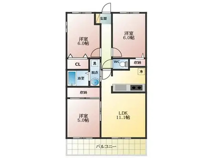 プリュ クレール(3LDK/1階)の間取り写真