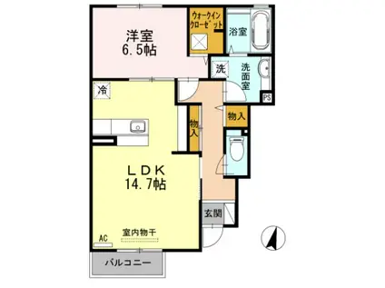 ソレイユみささぎ(1LDK/1階)の間取り写真