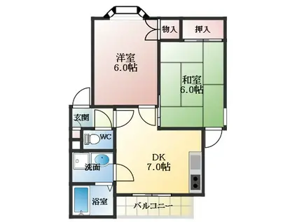 クライムハウス(2DK/4階)の間取り写真