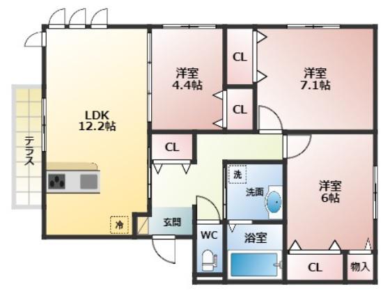 CASA CALMA(3LDK/2階)の間取り写真